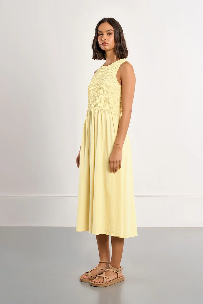 Amanda Smocked Cotton Midi Dress