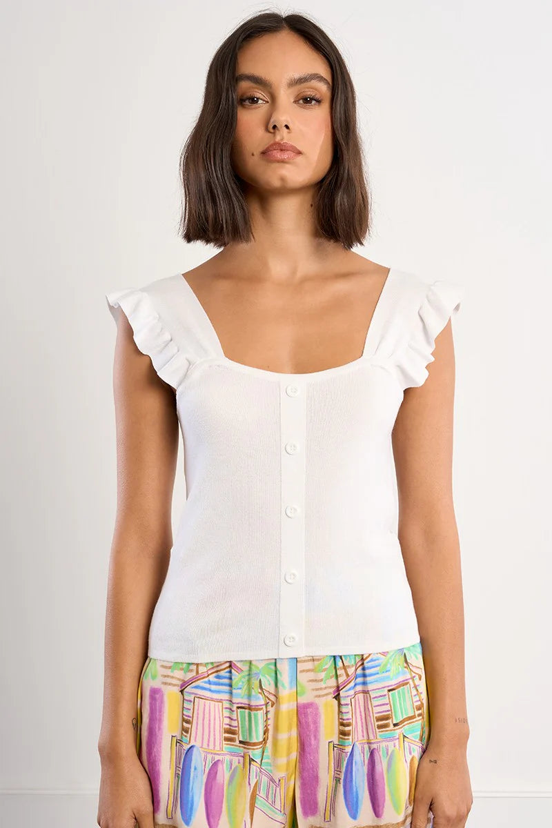 Jolie Ruffle Sleeve Tank Knit Top