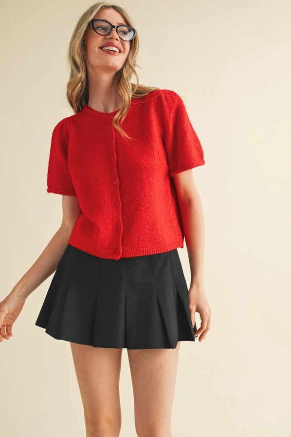 Eva Short Sleeve Puff Sleeve Sweater Top