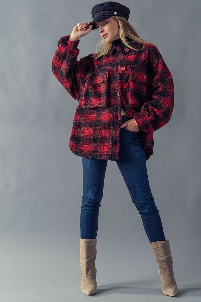 
            
                Load image into Gallery viewer, Sherpa Plaid Shacket
            
        