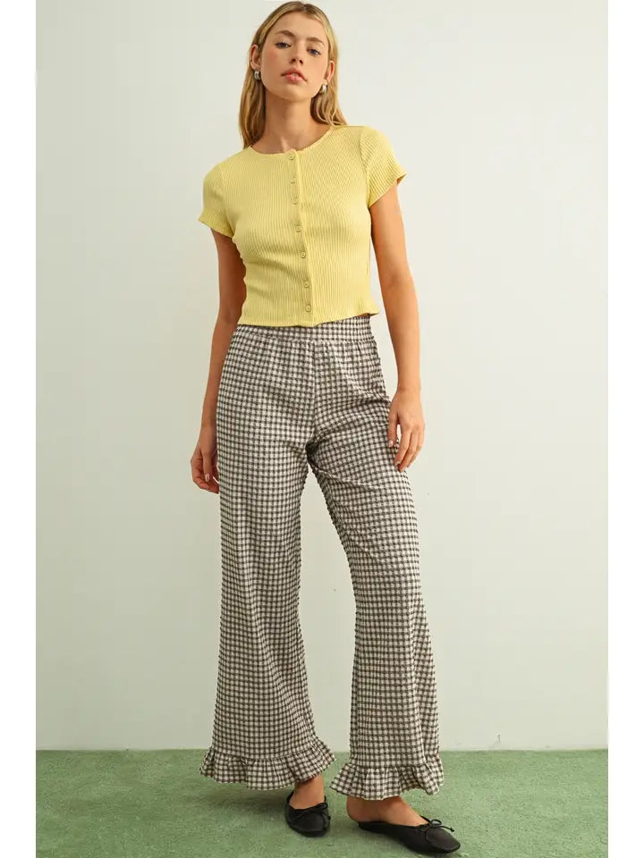 Blair Short Sleeve Button Front Top/Yellow