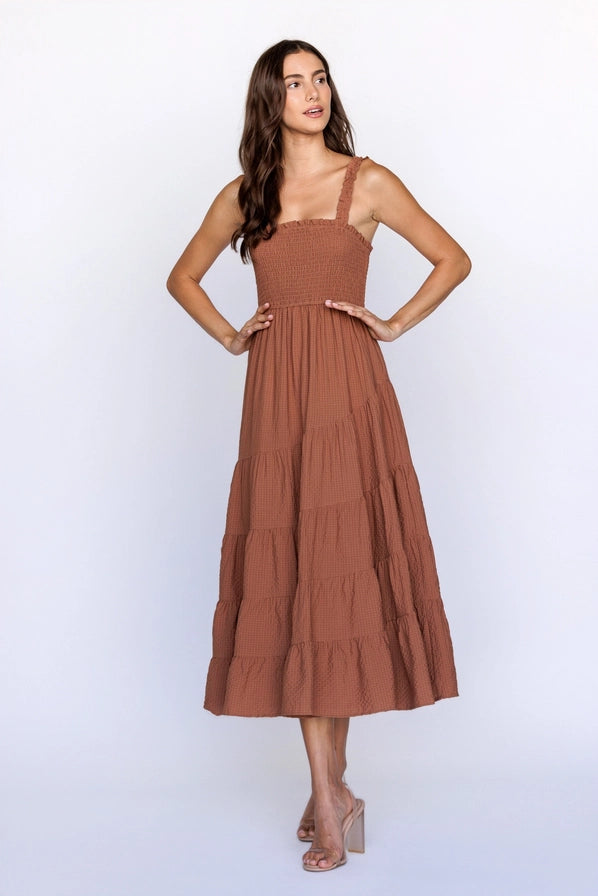 Mattie Smocked Tiered Midi Dress