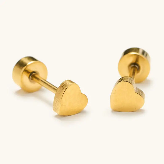Flat Back Gold Heart Studs Micro Studs