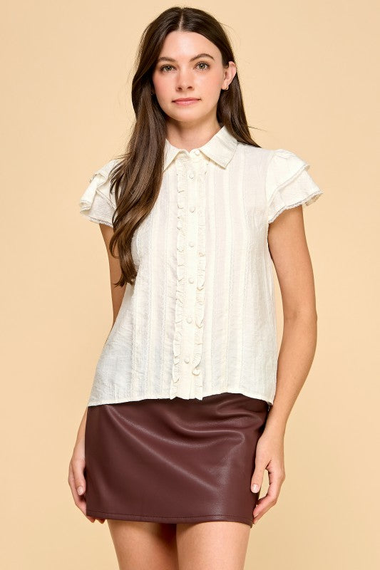 Ember Lace Detail Button Down Blouse