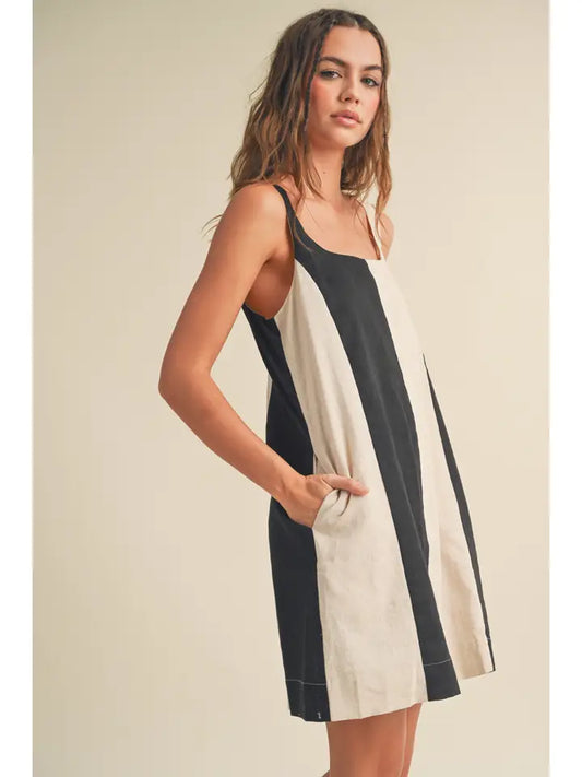 Emery Color Block Linen Mini Dress