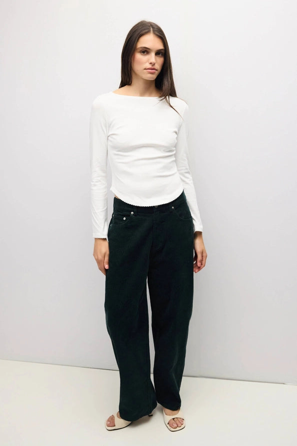 Janel Wide Neck Long Sleeve Tee