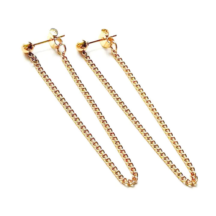 Ezio Gold Stud Chain Drop Earring
