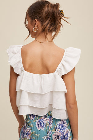 Ruffle Square Neck Tank Top