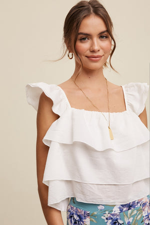 Ruffle Square Neck Tank Top