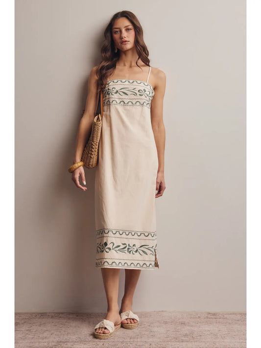 Lauren Embroidered Cotton Midi Dress