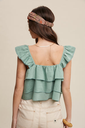 Ruffle Square Neck Tank Top