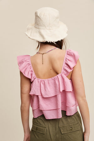 Ruffle Square Neck Tank Top