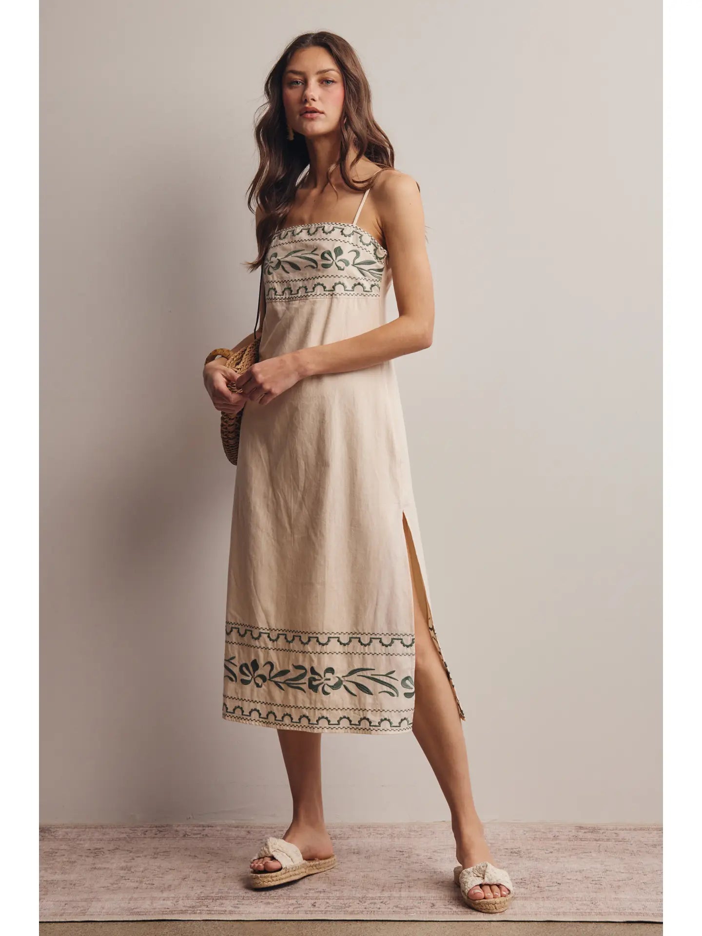 Lauren Embroidered Cotton Midi Dress
