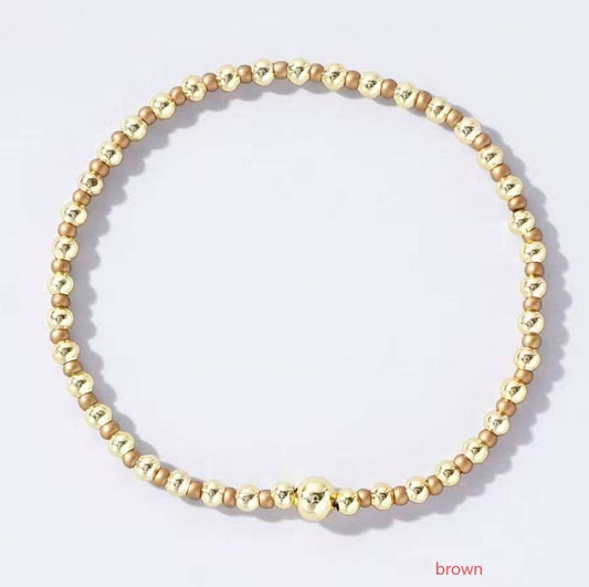 Beaded Stretch Bracelet/Brown