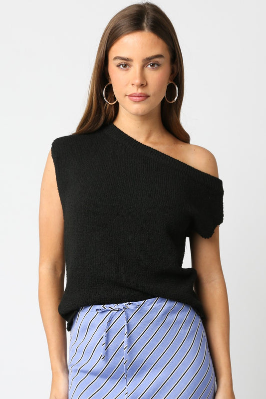 Rowan One Shoulder Top/Blk
