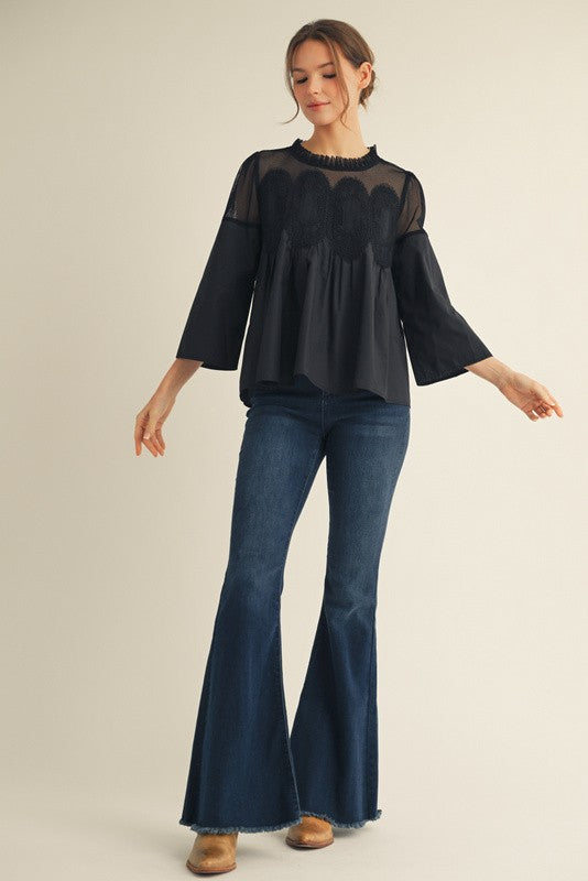 Naomi Crochet Accent Blouse