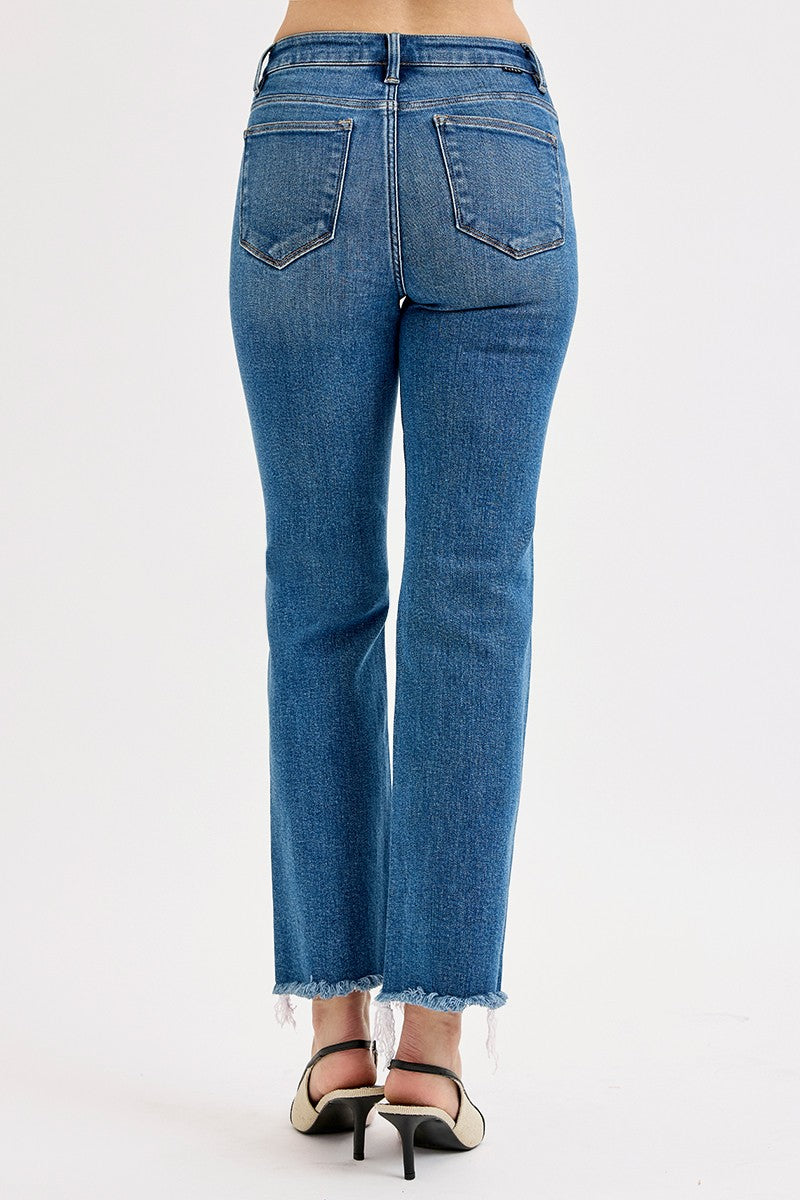 Lena High Rise Ankle Straight Leg Denim