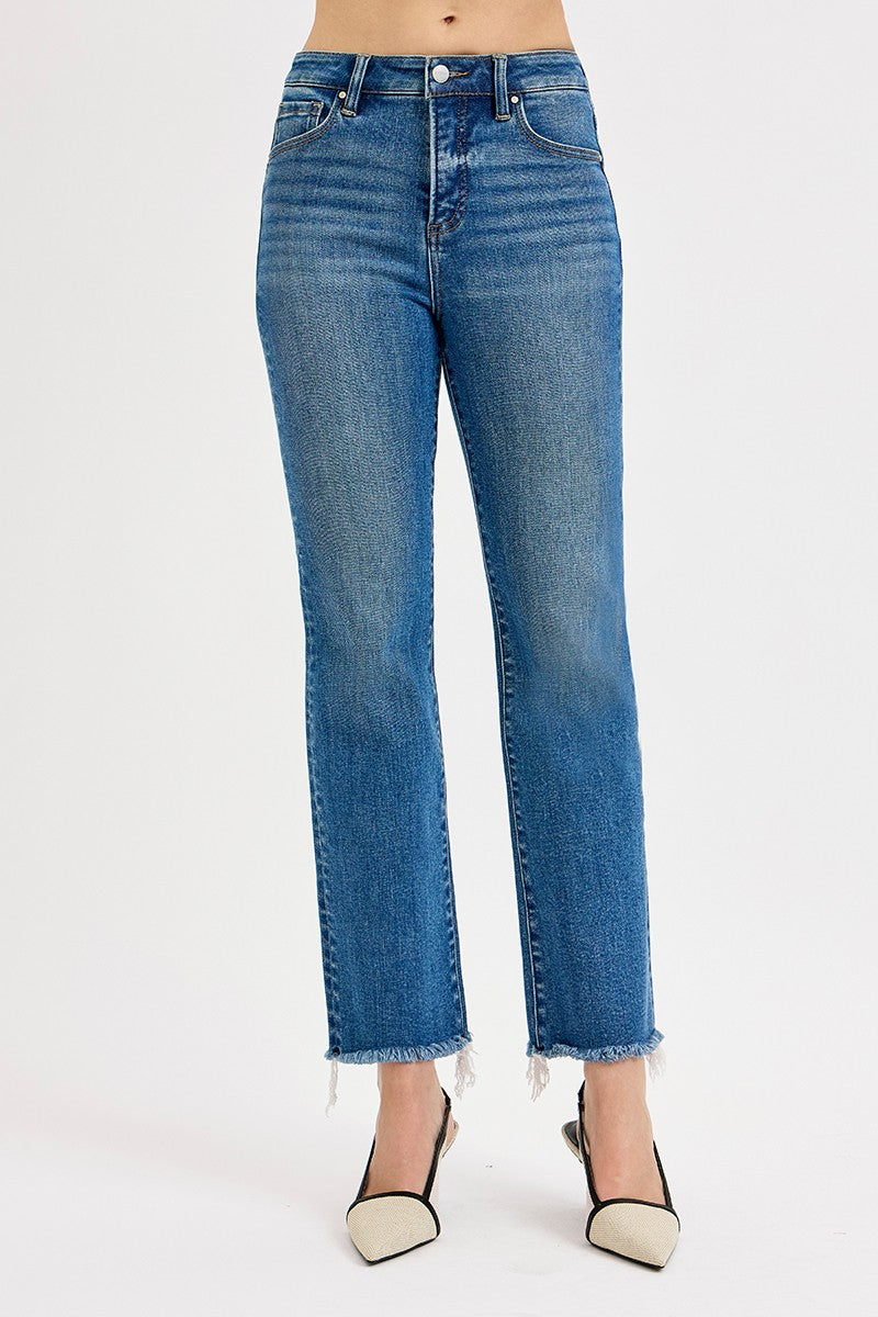 Lena High Rise Ankle Straight Leg Denim