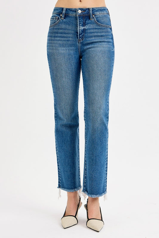 Lena High Rise Ankle Straight Leg Denim