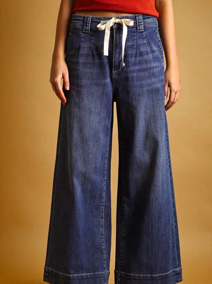 Sally Dark Wash Tie Front Denim