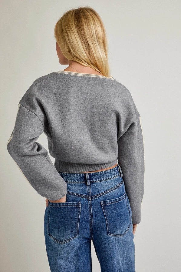 Piper V neck Striped Contrast Sweater top