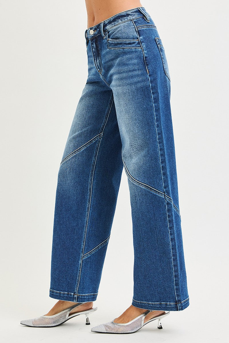 Lainey Slouchy Wide Jeans Deam Detail