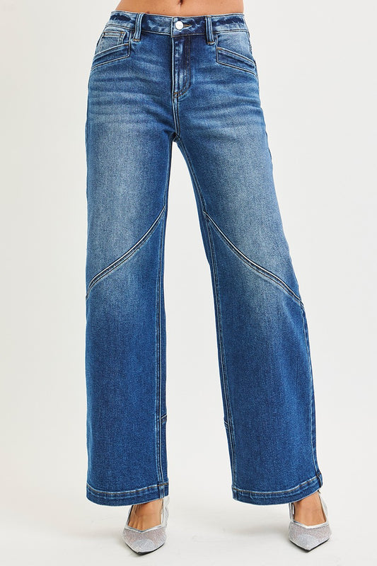 Lainey Slouchy Wide Jeans Deam Detail