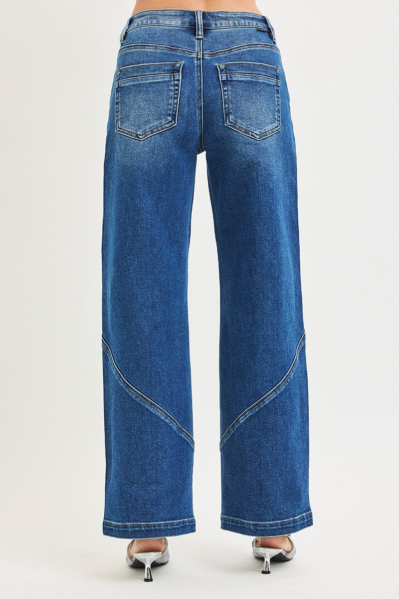 Lainey Slouchy Wide Jeans Deam Detail