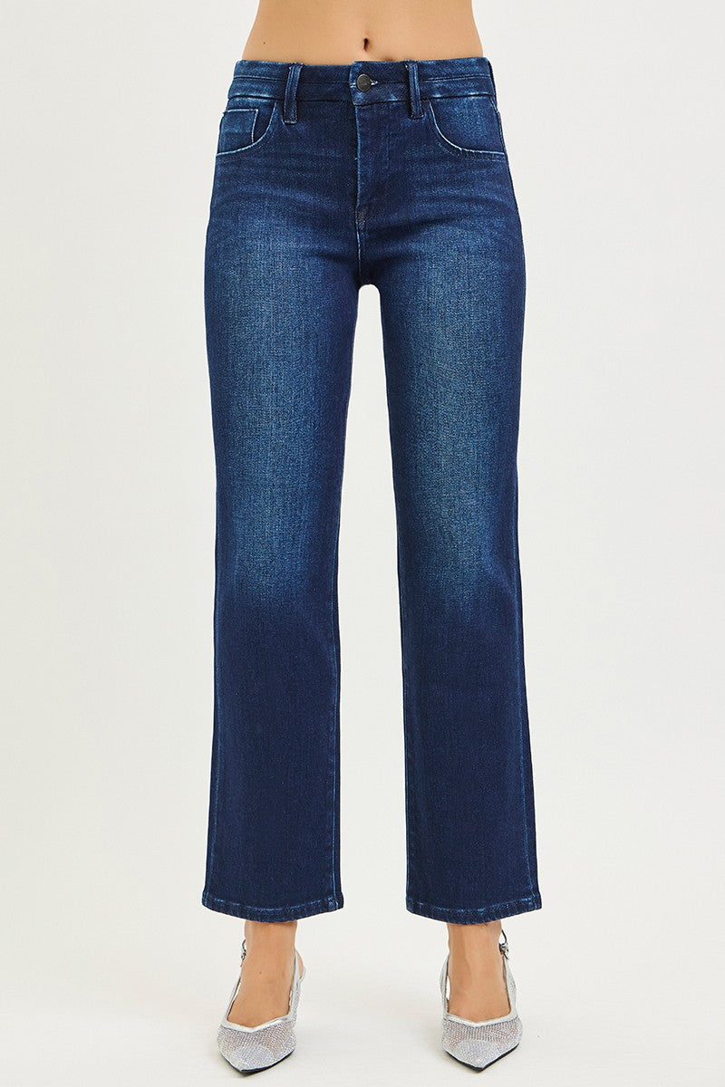 Mid Rise Ankle Length Straight Leg Denim