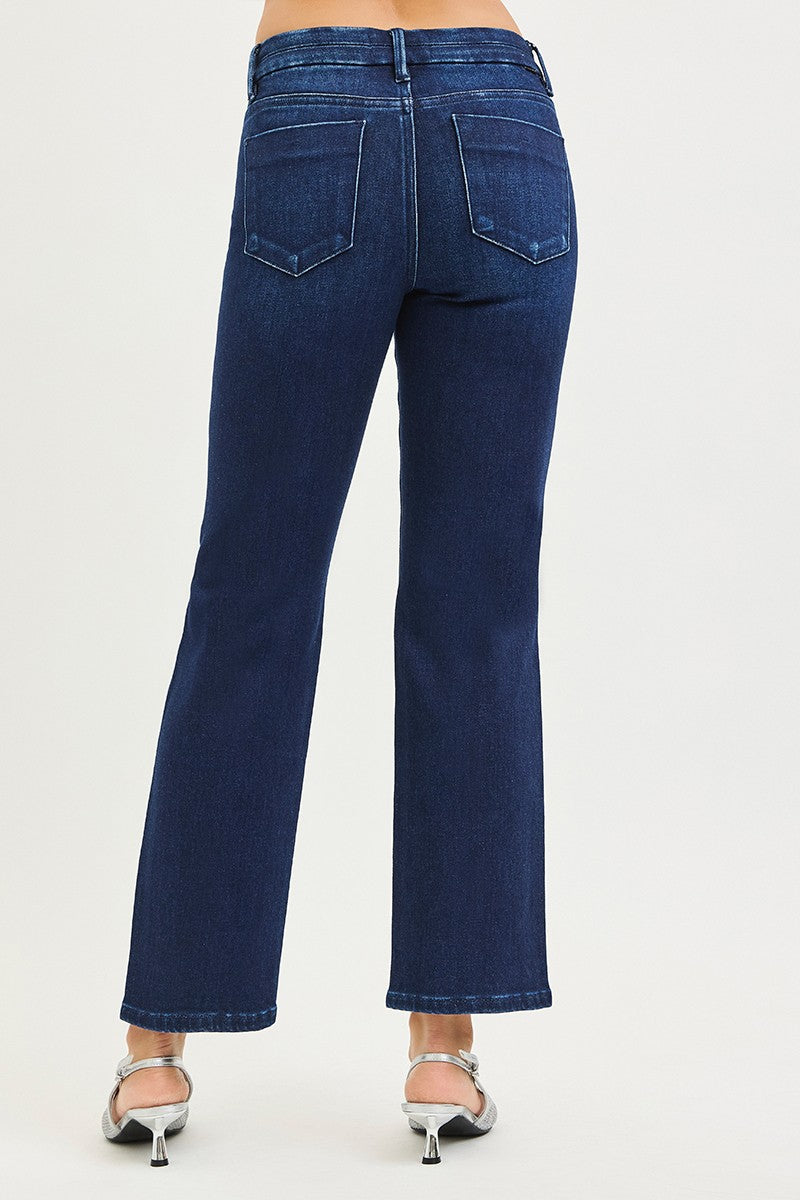 Mid Rise Ankle Length Straight Leg Denim