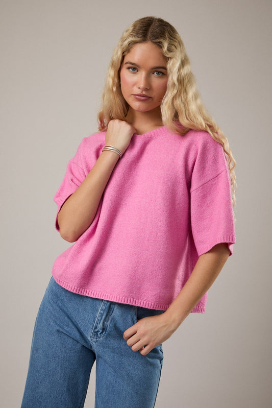 Kerstin Pink Short Sleeve Sweater