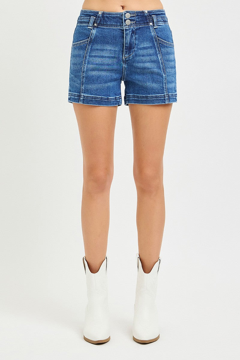 Sammi Mid Rise Shorts w/Seam Details