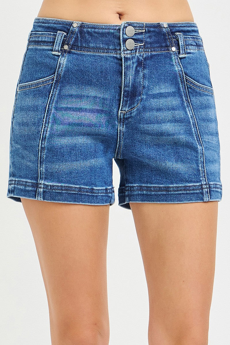Sammi Mid Rise Shorts w/Seam Details