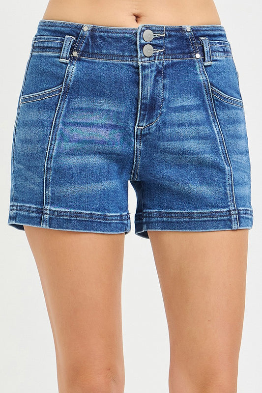 Sammi Mid Rise Shorts w/Seam Details