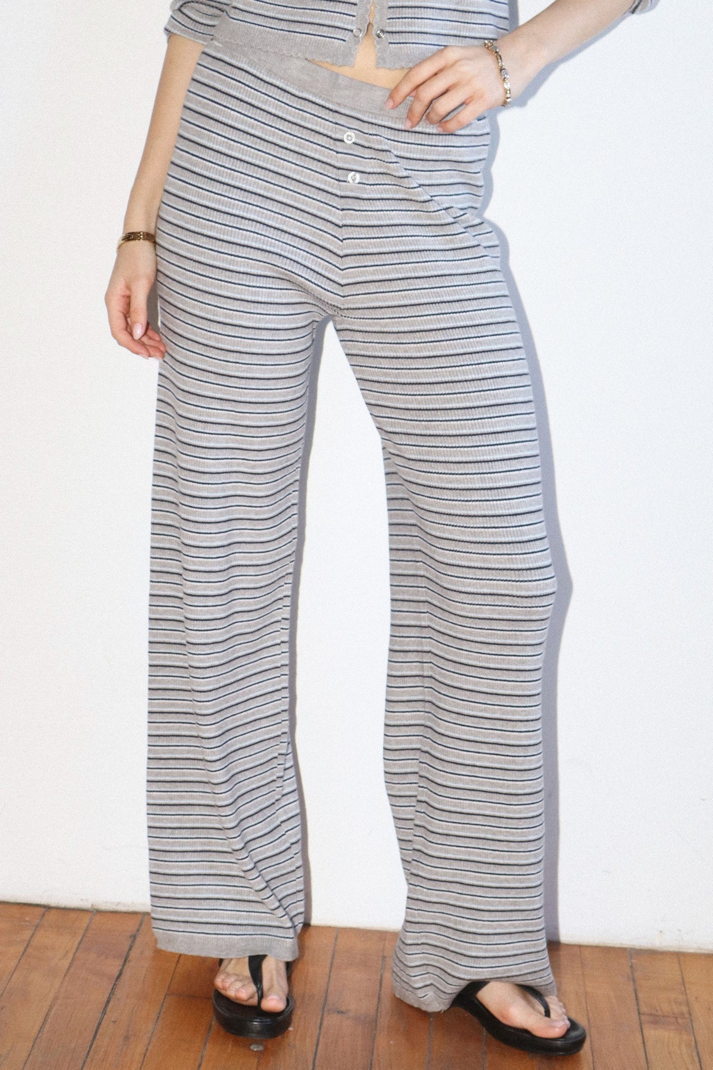 Harper Knit Ribbed Striped Lounge Pant
