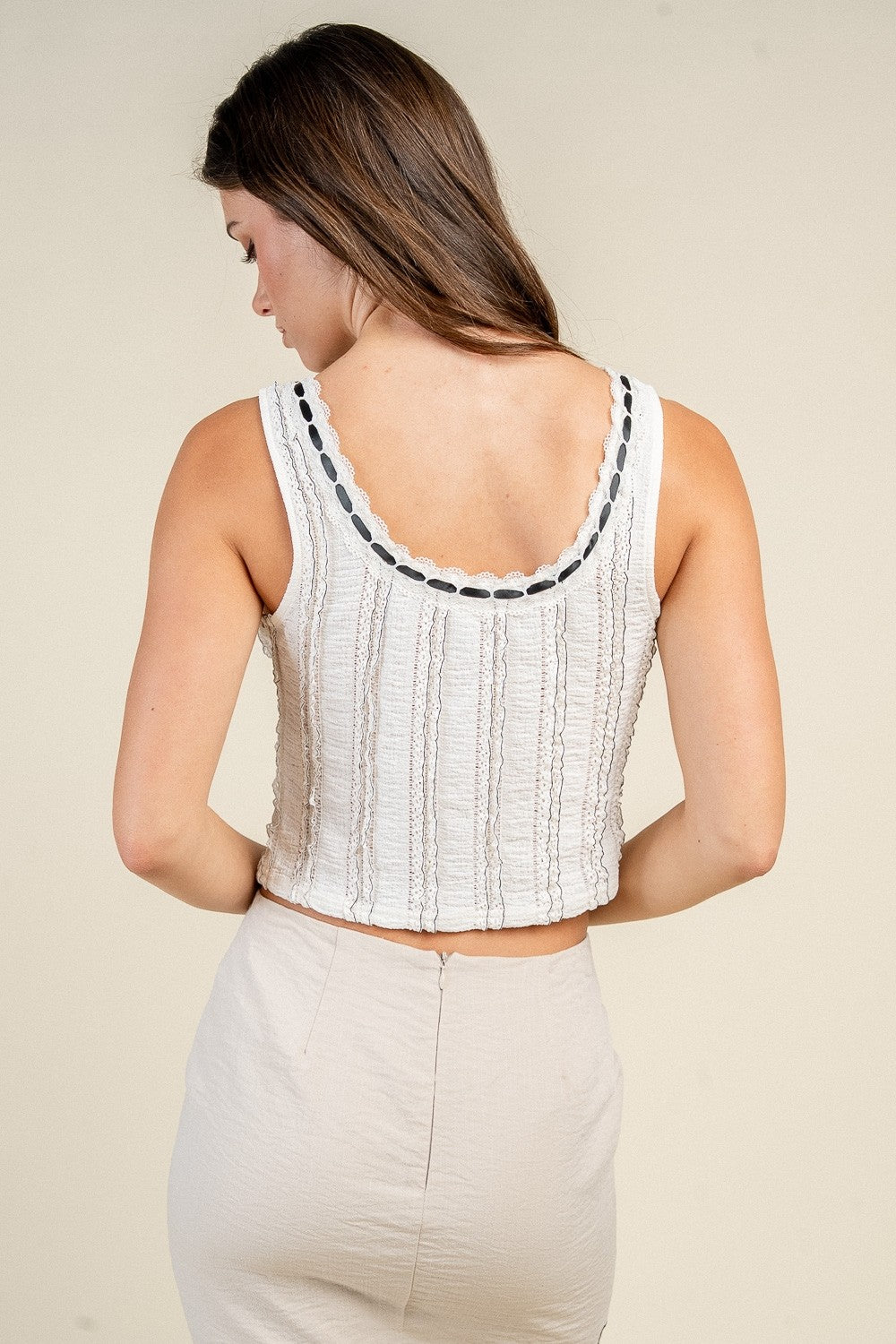 Catherine White lace Trim Tank Top