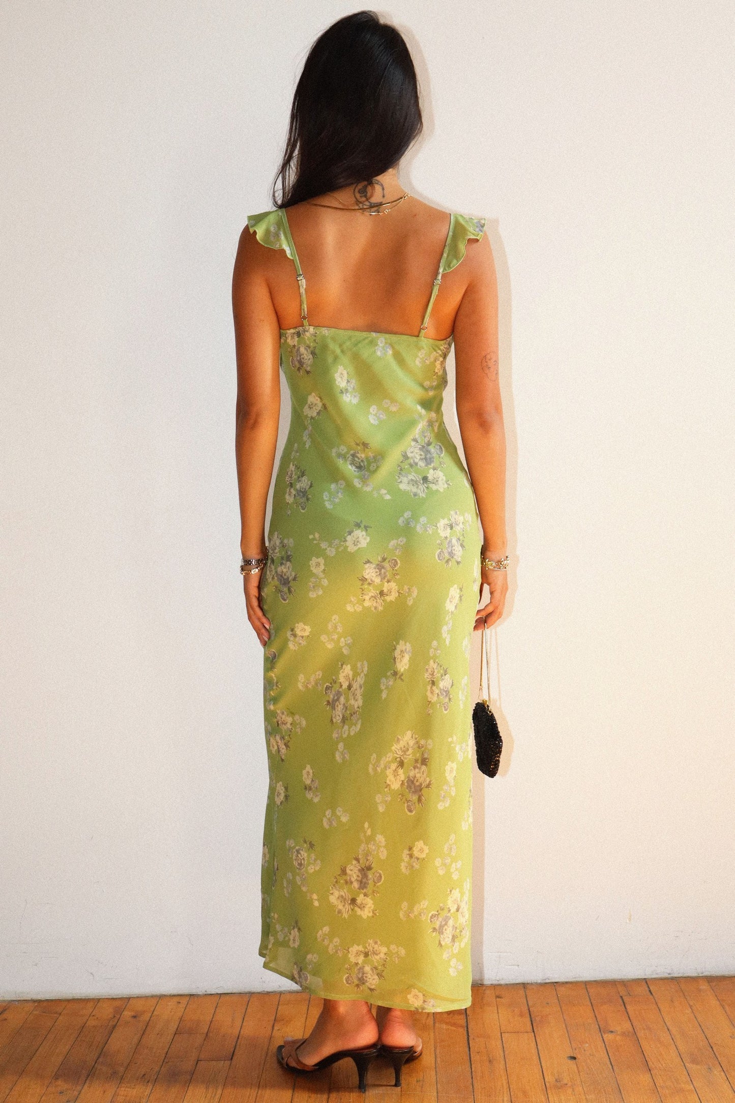 Loucia Green Floral Tie Front Midi Dress