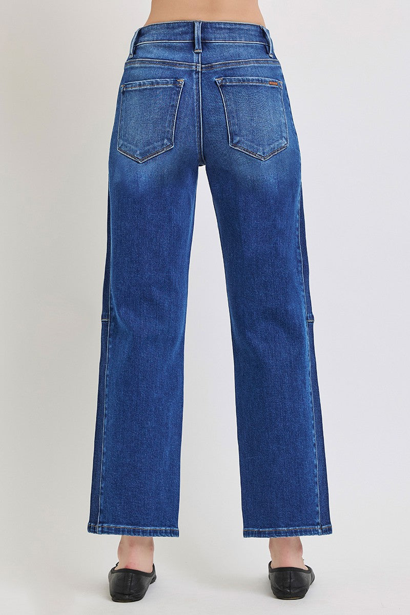 Kelsey High Rise Straight Jeans Contrast Side Wash