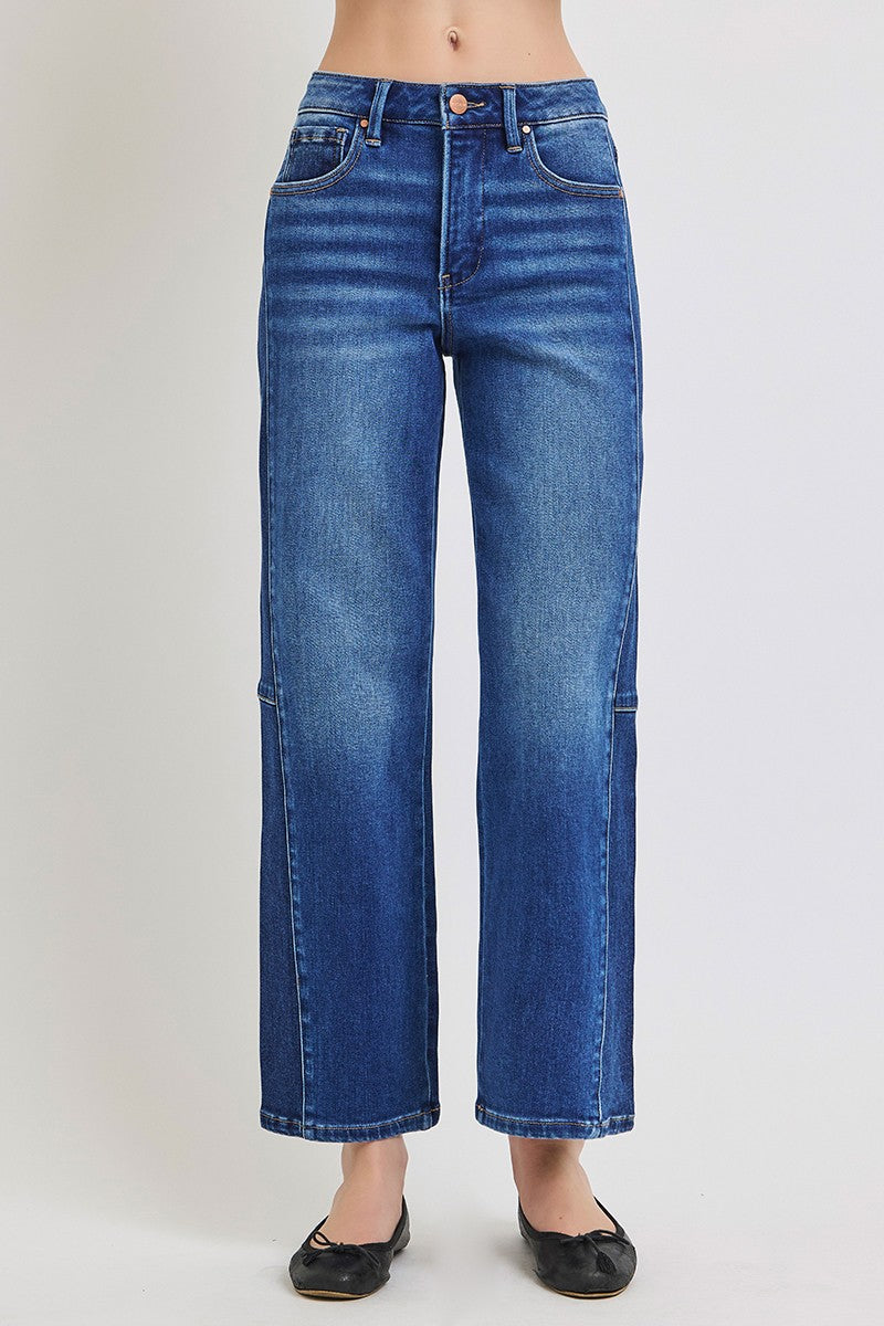 Kelsey High Rise Straight Jeans Contrast Side Wash