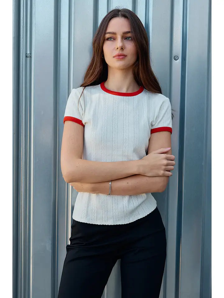 Brooklyn Retro Trim Ribbed Tee