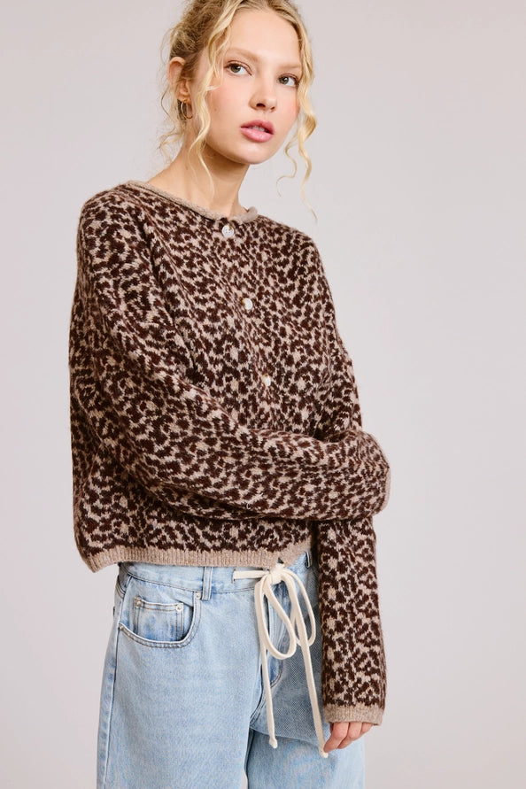 Izzy Cheetah Print Knit Cardigan