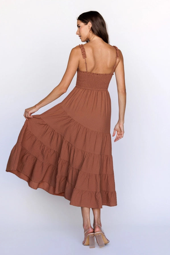 Mattie Smocked Tiered Midi Dress