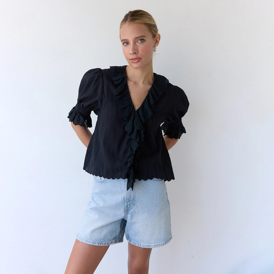 Joanna V Neck Ruffle Top