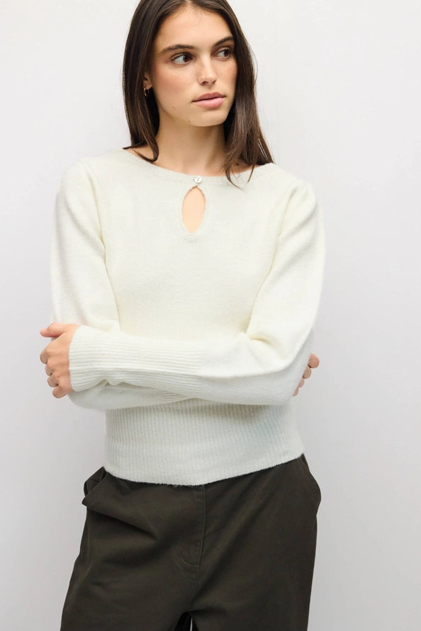 Ayesha Ivory Sweater Knit w/ Keyhole