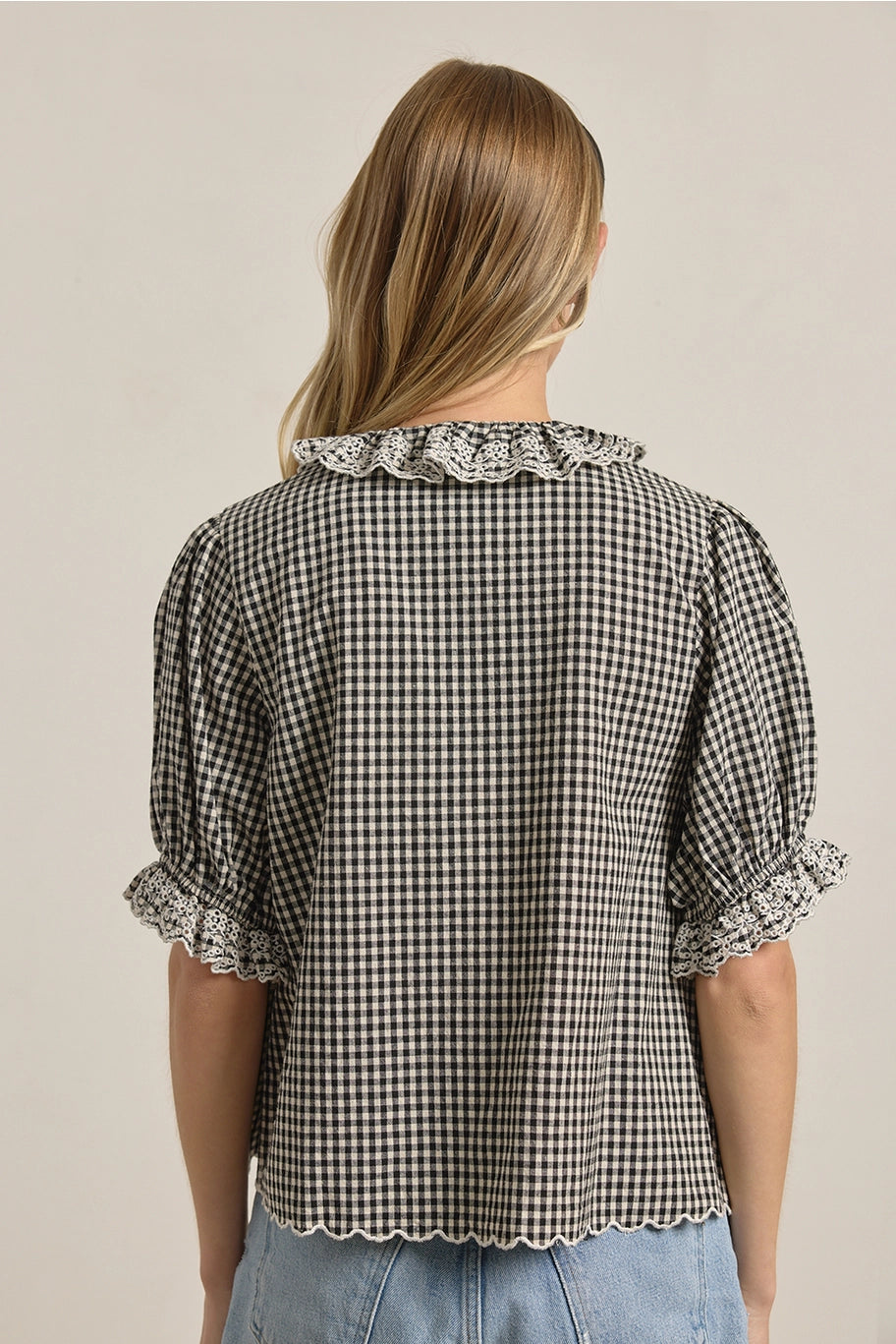 Sayler Gingham Ruffle top