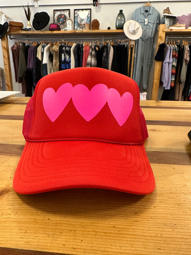 3 Hearts Red Trucker Hat