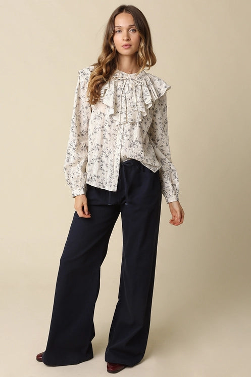 Kaylyn Drawstring Wide Leg Pant/Dk.Navy