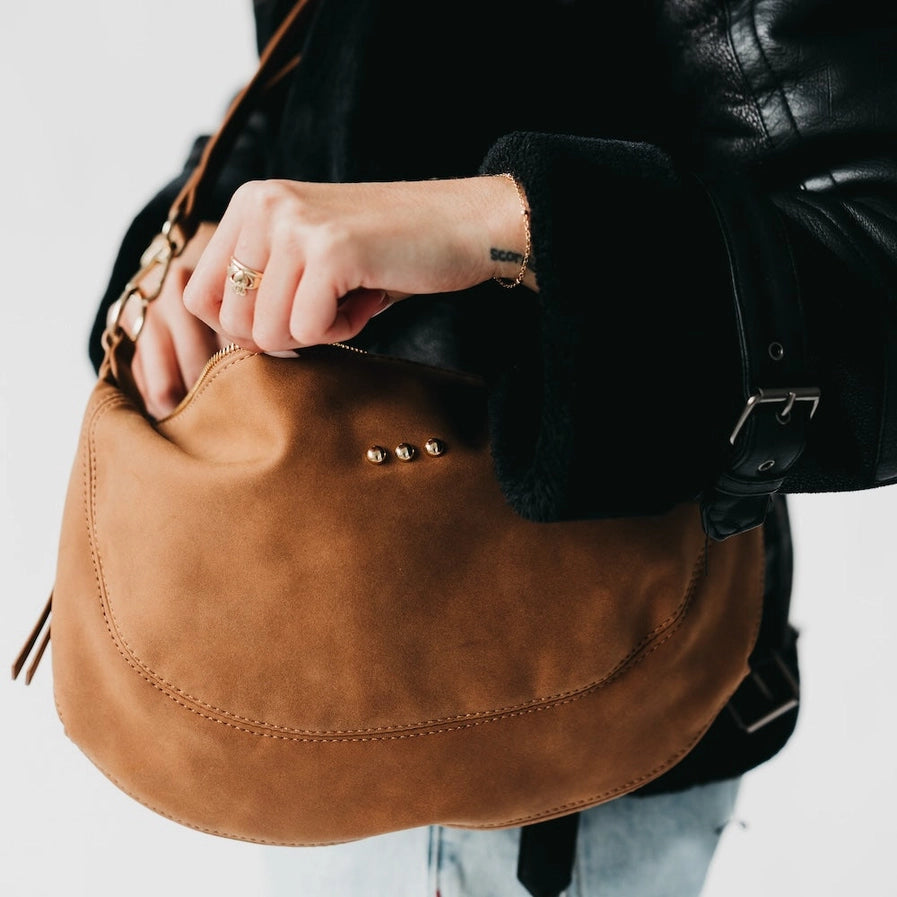 Suede Crossbody Handbag/Tan