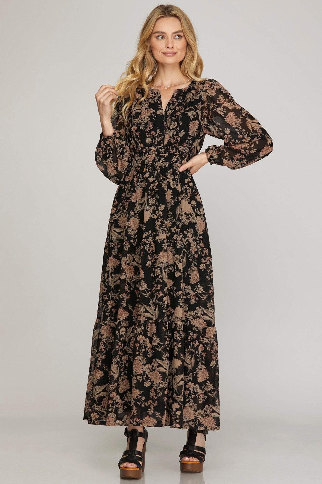 McKenzie L/S Floral Print Dress