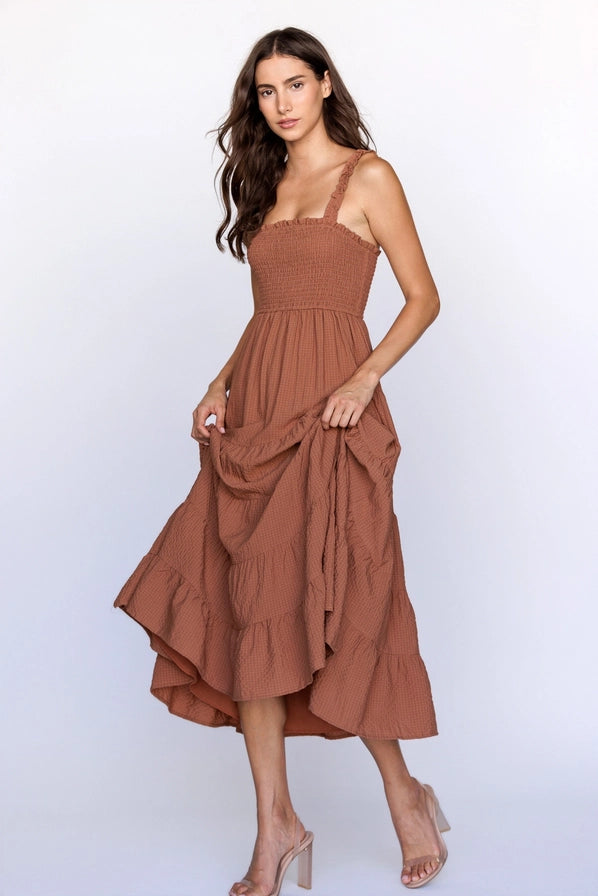 Mattie Smocked Tiered Midi Dress